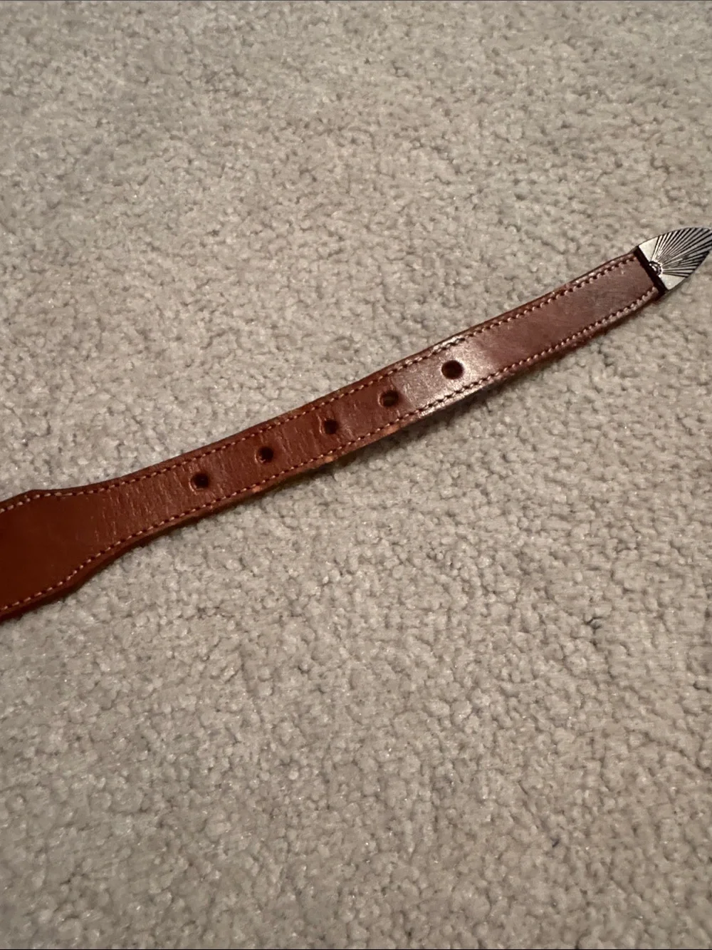 Vintage Leegin Silver Creek Leather  Western-Style Belt with Silver Animals
